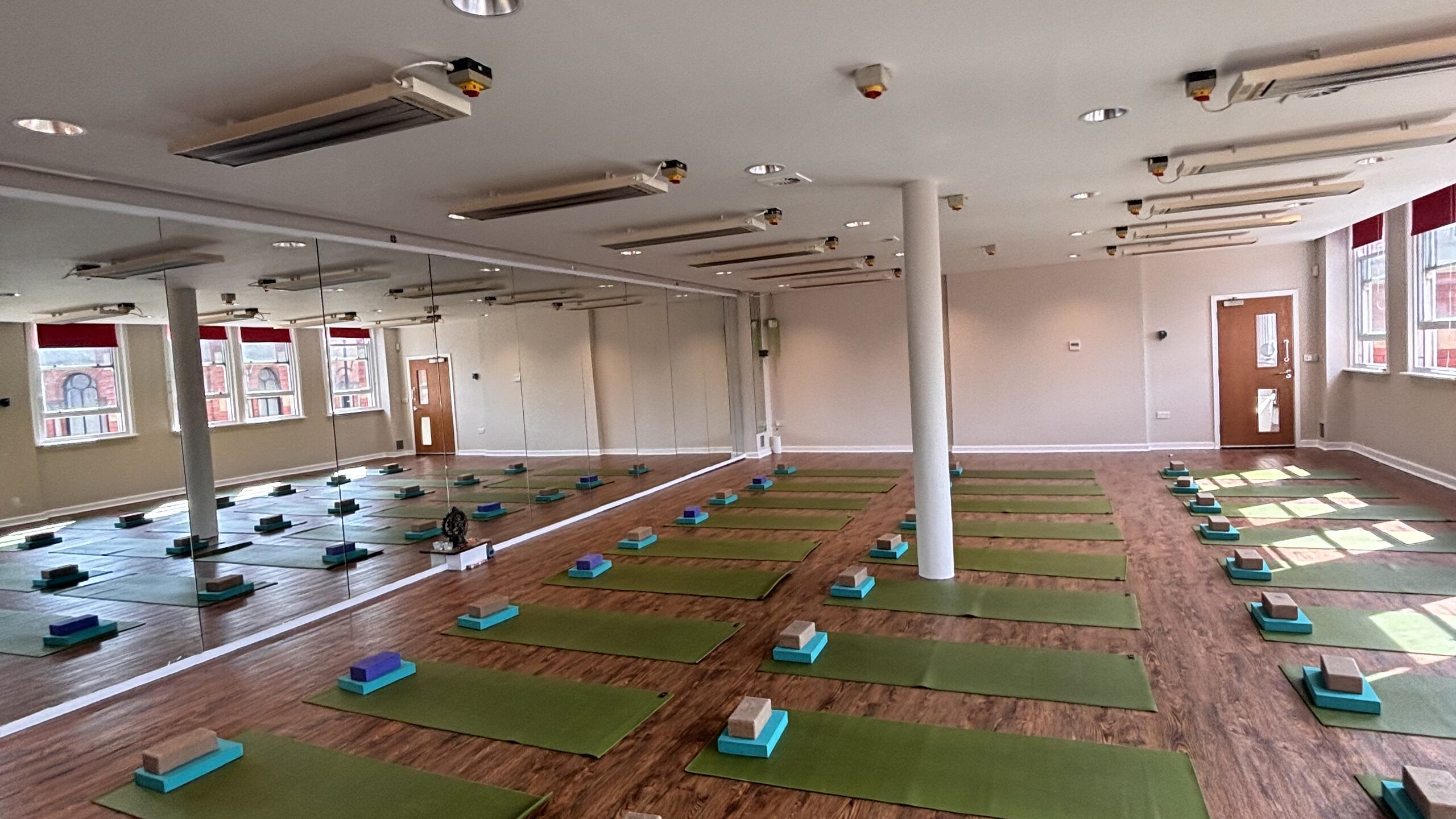 The Hot Studio at Deansgate Haus, laid out with mats and blocks